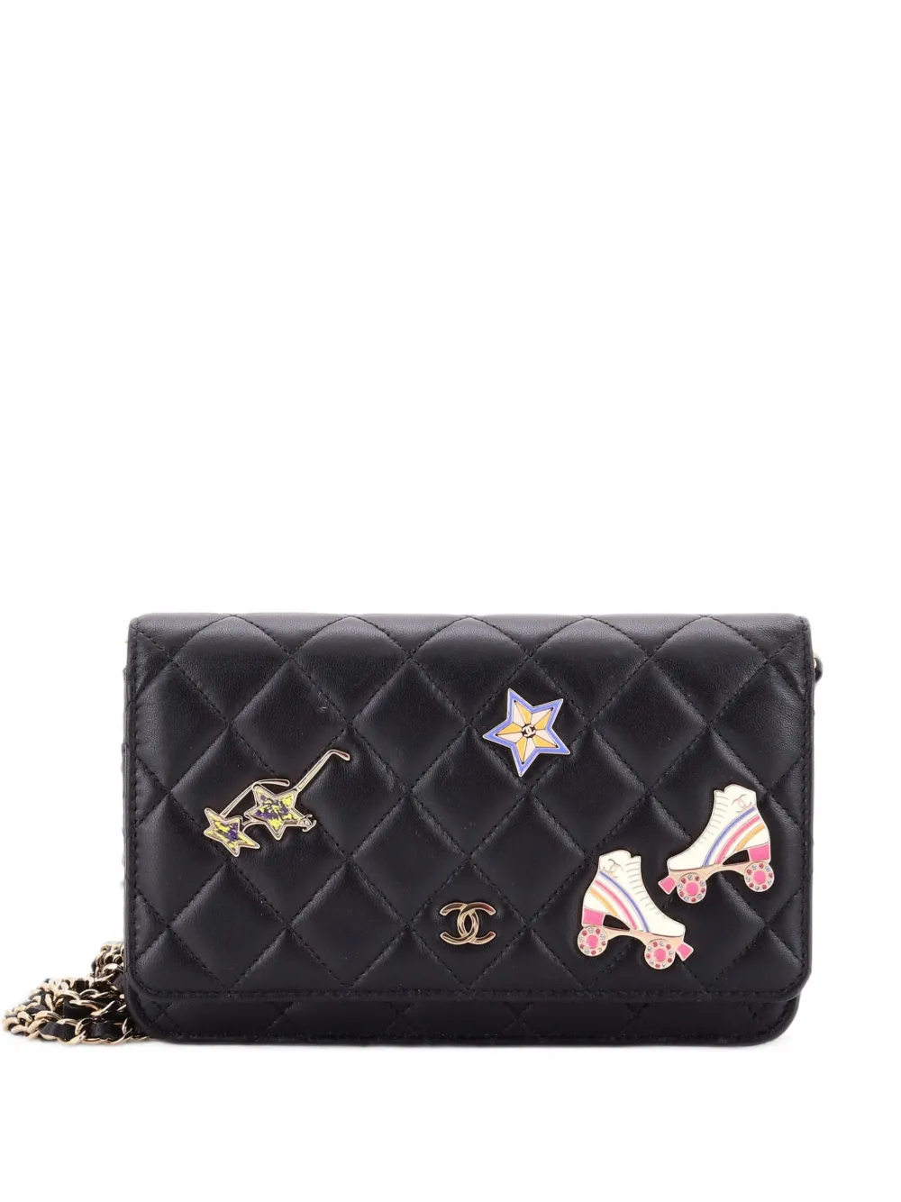 CHANEL Pre-Owned Hollywood Charms Wallet on Chain Quilted Lambskin crossbody bag - Nero