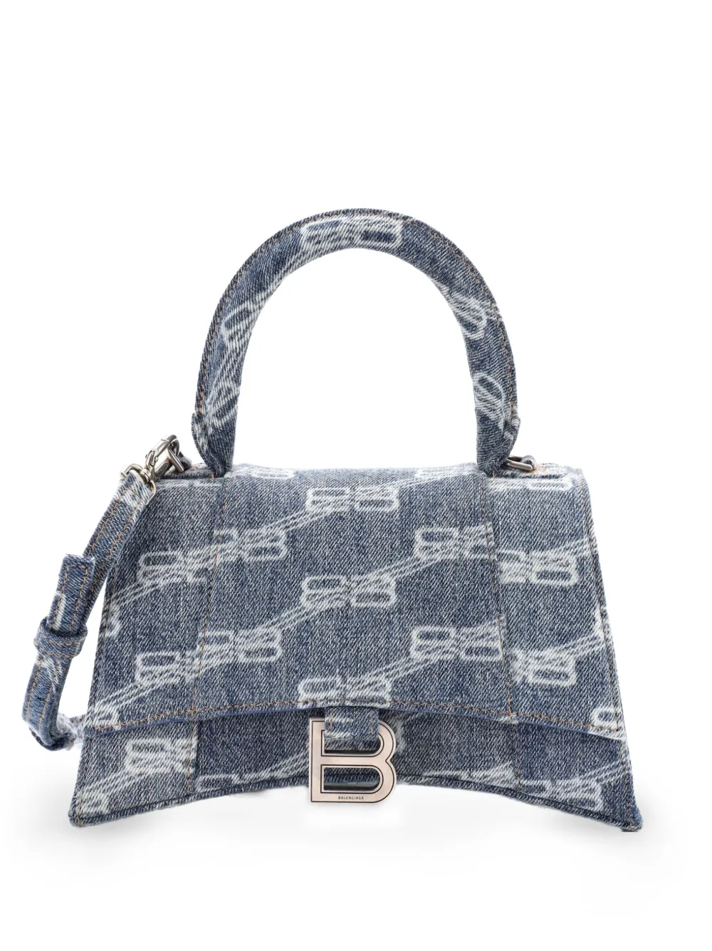 Balenciaga Pre-Owned Hourglass Top Handle Bag BB Monogram Denim Small satchel - Blau