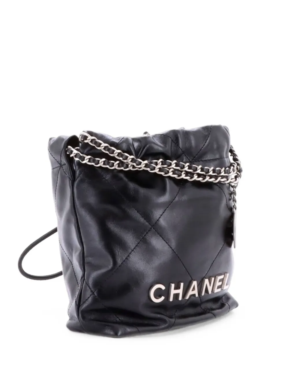 CHANEL Pre-Owned 22 Chain Hobo Quilted Calfskin Mini crossbody bag - Nero