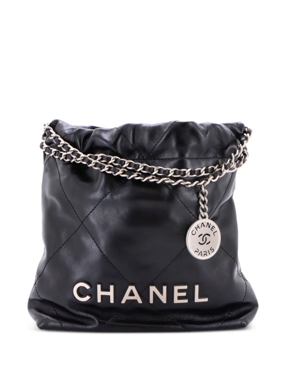 CHANEL Pre-Owned 22 Chain Hobo Quilted Calfskin Mini crossbody bag - Black