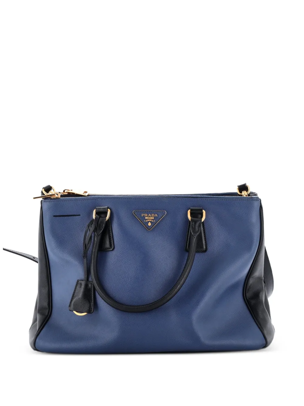Prada Pre-Owned Bicolor Double Zip Lux Saffiano Leather Medium tote bag - Blu