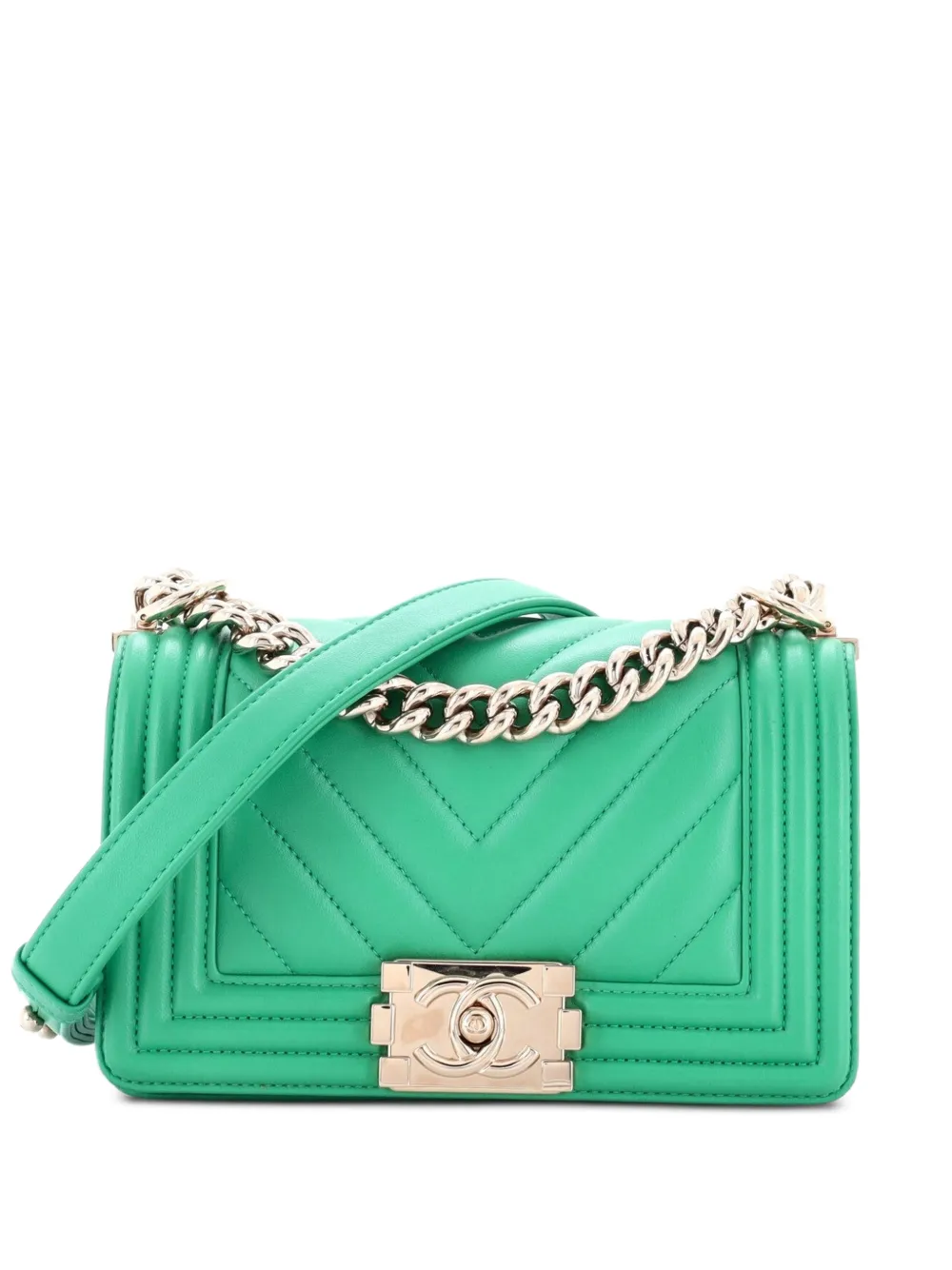 CHANEL Pre-Owned Boy Flap Bag Chevron Lambskin Small shoulder bag - Green