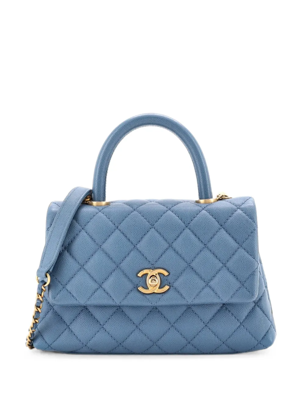 CHANEL Pre-Owned Coco Top Handle Bag Quilted Caviar Mini satchel - Blu