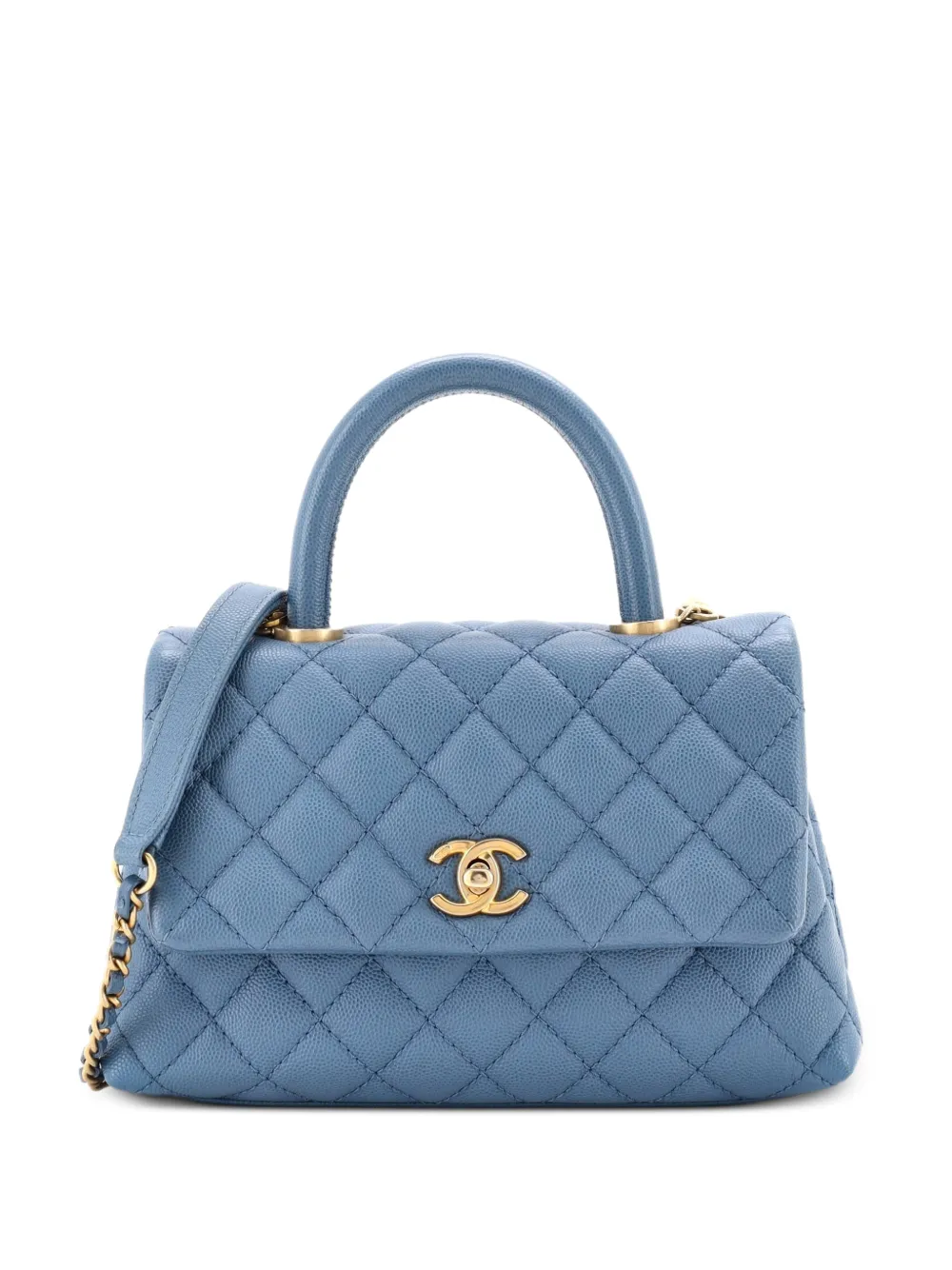 CHANEL Pre-Owned Coco Top Handle Bag Quilted Caviar Mini satchel - Blue