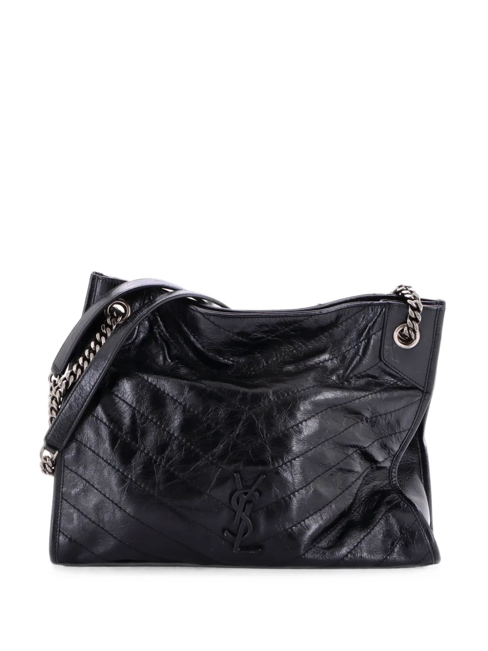 Saint Laurent Pre-Owned Niki Shopping Matelasse Chevron Leather Medium tote bag - Noir Saint Laurent Pre-Owned Niki Shopping Matelasse Chevron Leather Medium tote bag - Noir