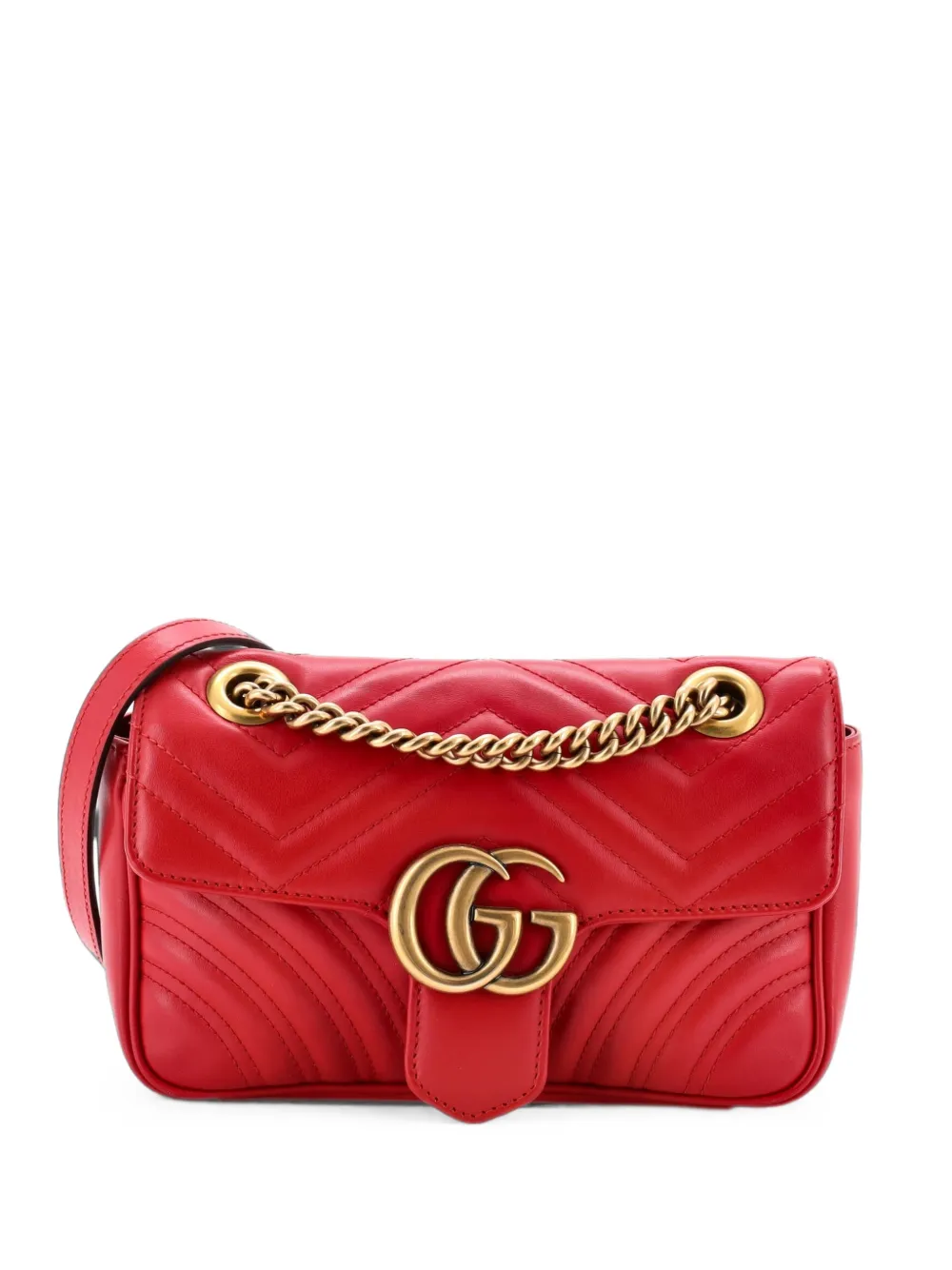 Gucci Pre-Owned GG Marmont Flap Bag Matelasse Leather Mini crossbody bag - Rosso