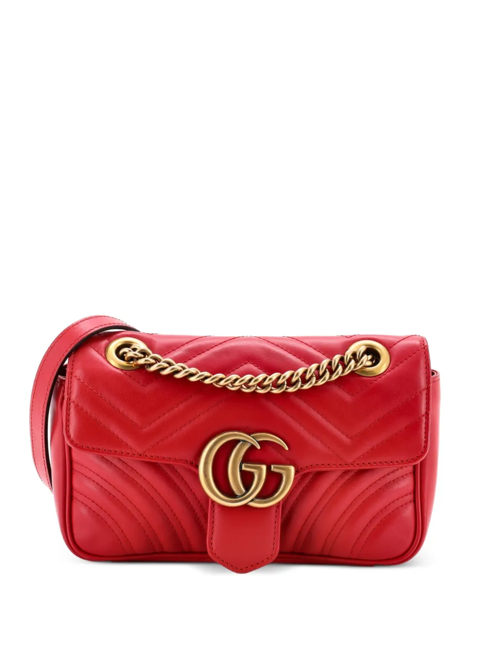 Gucci Pre-Owned GG Marmont Flap Bag Matelasse Leather Mini crossbody bag - Rosso