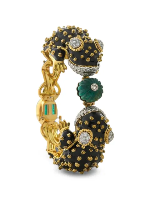 David Webb Twin Frog emerald and diamond bracelet