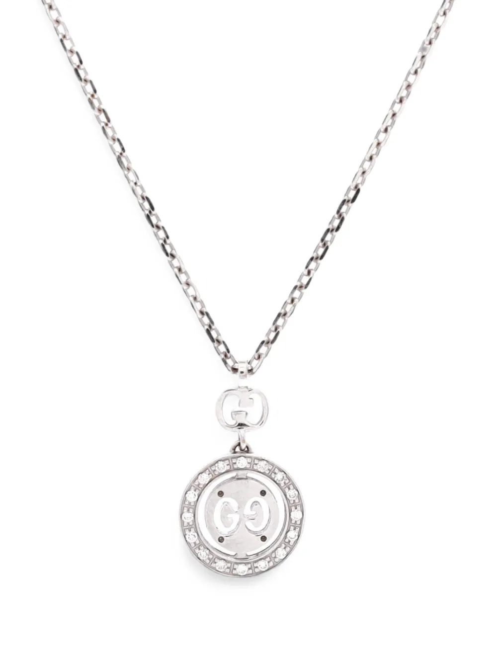 Gucci Pre-owned Icon Twirl 18K White Gold with Diamonds Necklace in Silver