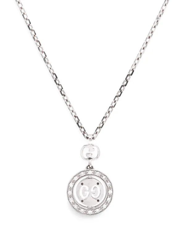 Gucci Pre-owned Icon Twirl 18K White Gold with Diamonds Necklace in Silver