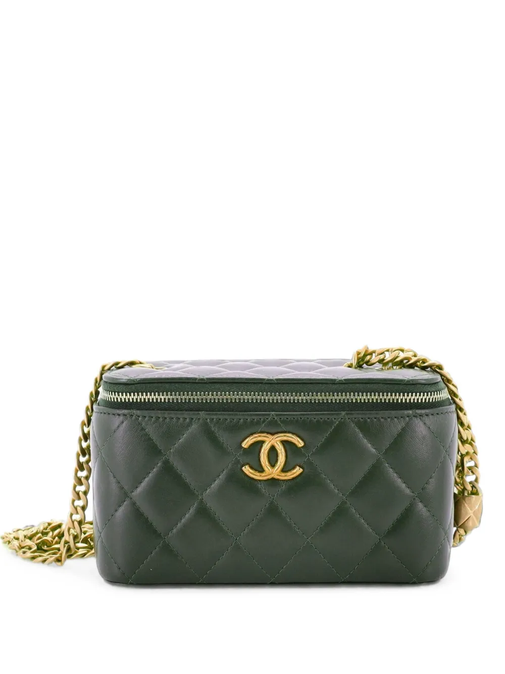 CHANEL Pre-Owned All Slide Long Vanity Case with Chain Quilted Lambskin Small crossbody bag - Verde