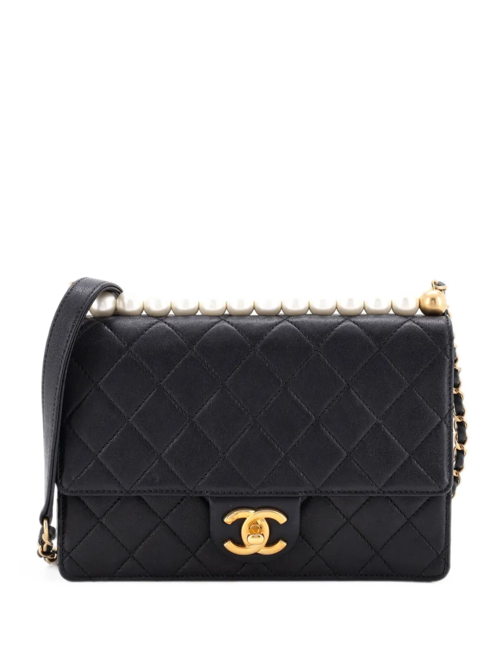 CHANEL Pre-Owned Chic Pearls Flap Bag Quilted Lambskin Small shoulder bag - Nero