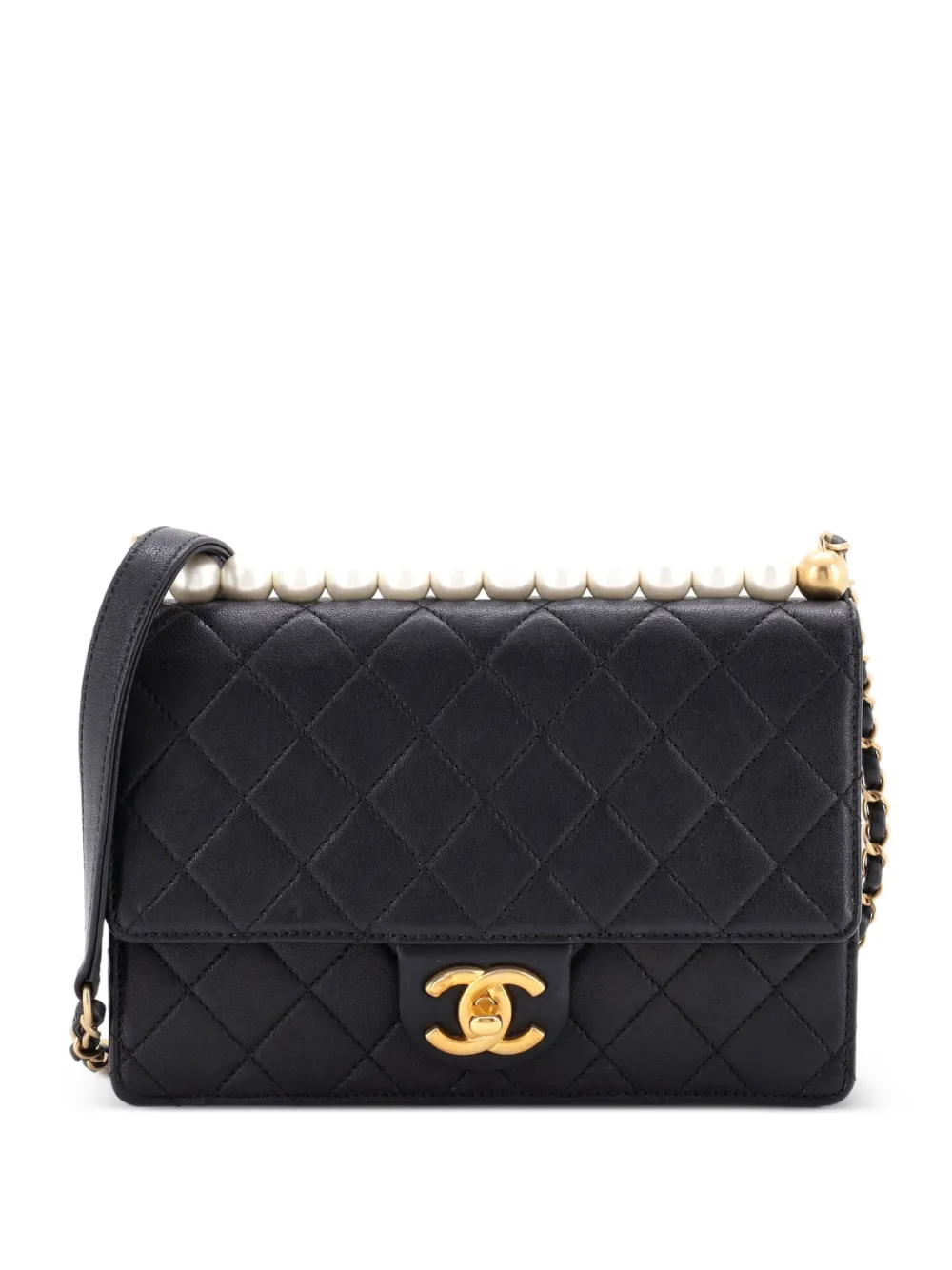 CHANEL Pre-Owned Chic Pearls Flap Bag Quilted Lambskin Small shoulder bag - Black