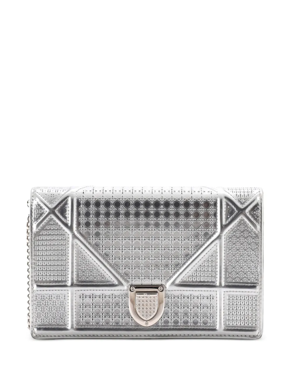 Christian Dior Pre-Owned Diorama Wallet on Chain Cannage Embossed Calfskin clutch bag - Silber