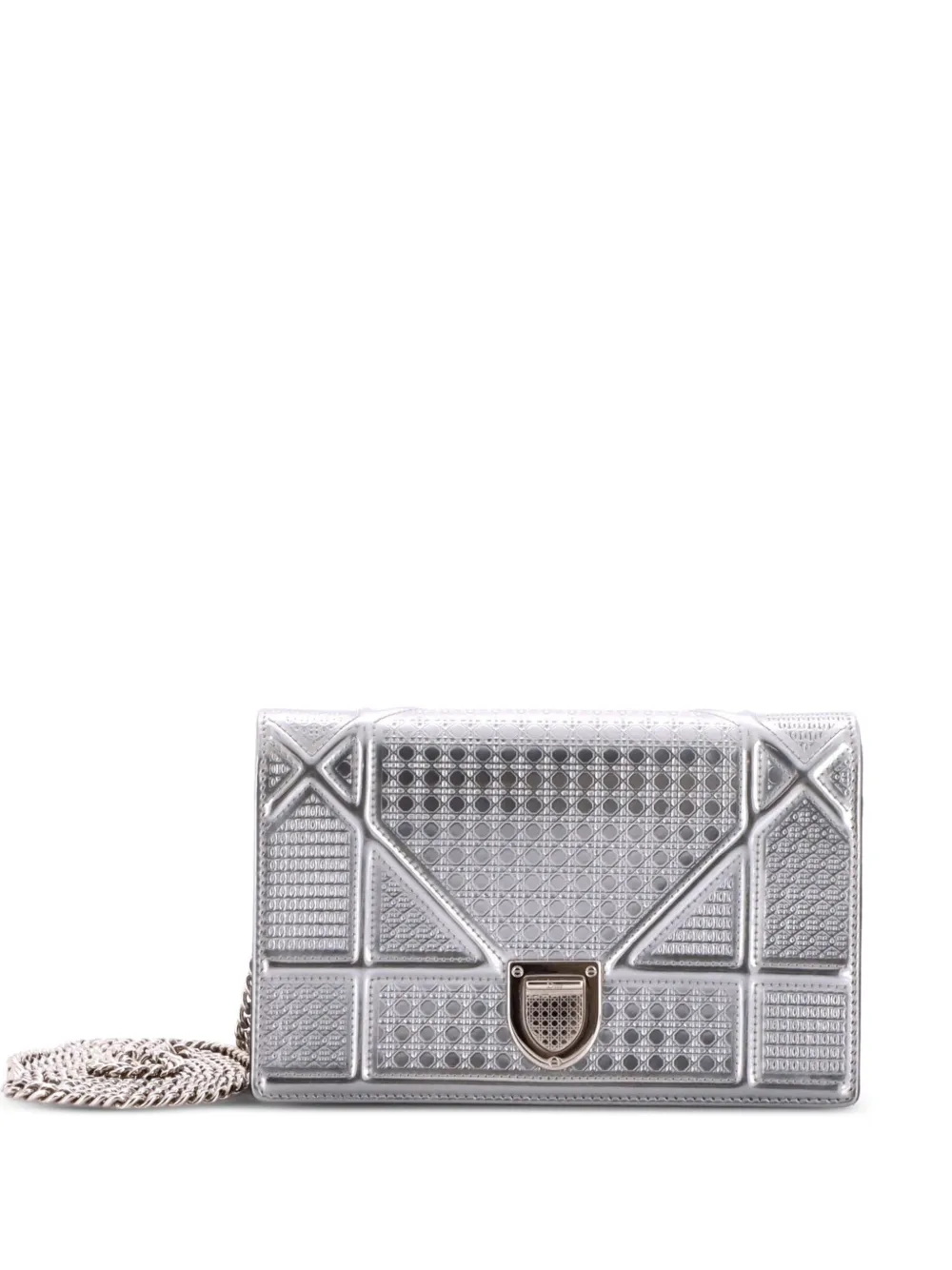 Christian Dior Pre-Owned Diorama Wallet on Chain Cannage Embossed Calfskin clutch bag - Silver