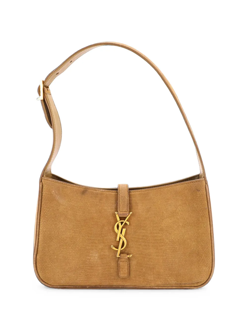 Saint Laurent Pre-Owned Le 5 a 7 Hobo Lizard Embossed Nubuck Small shoulder bag - Marrone