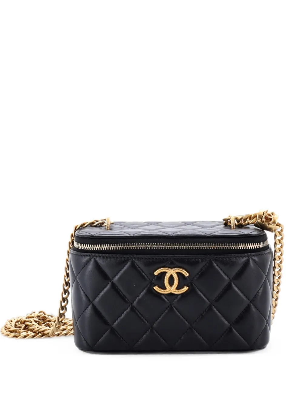 CHANEL Pre-Owned All Slide Long Vanity Case with Chain Quilted Lambskin Small crossbody bag - Nero