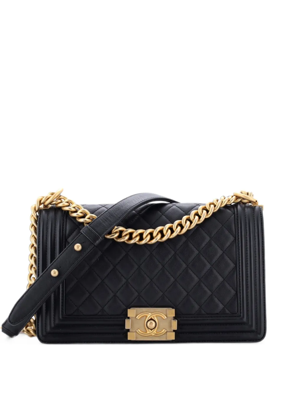 CHANEL Pre-Owned Boy Flap Bag Quilted Calfskin Old Medium shoulder bag - Nero