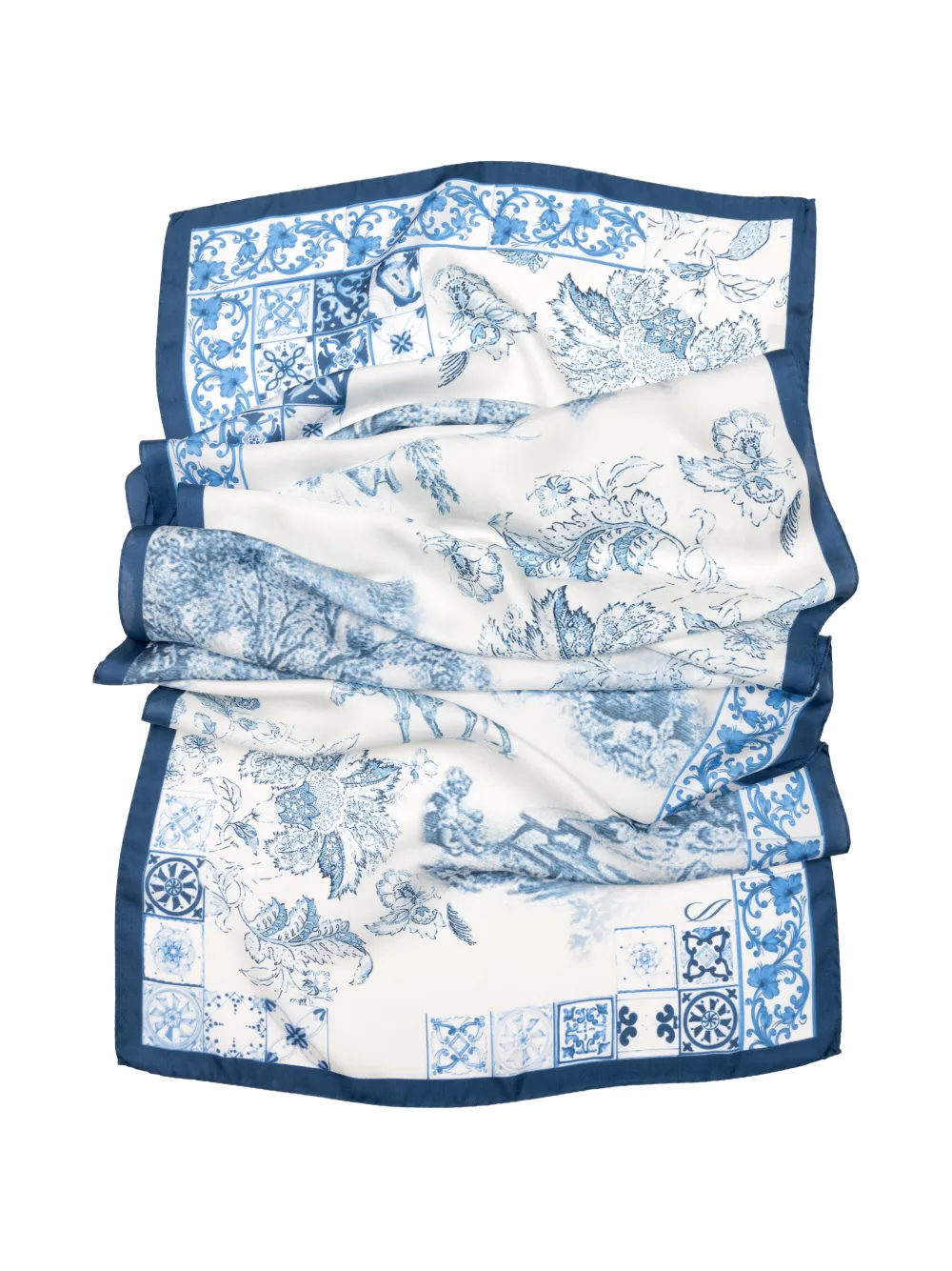 Elizabetta Toile de Jouy silk scarf - Blau