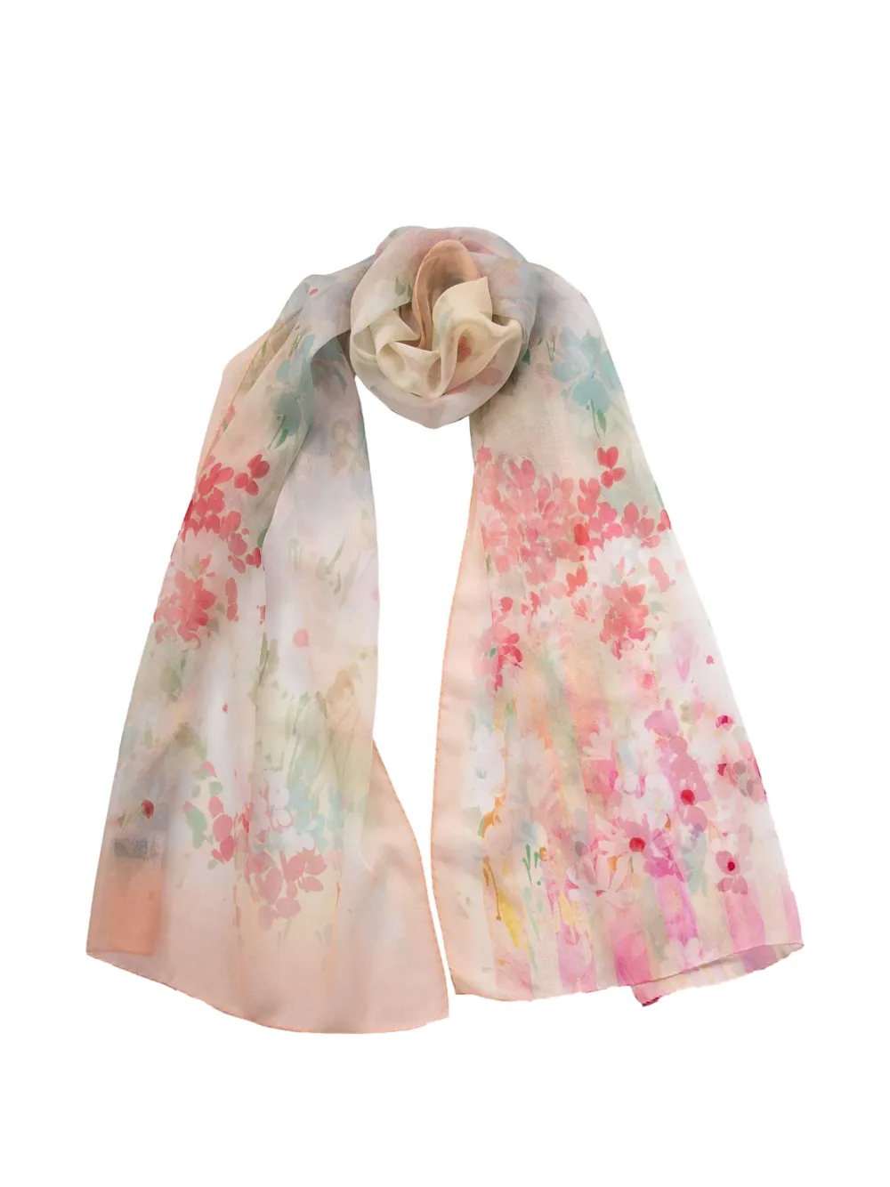 Elizabetta Meadow Floral-print Scarf In Transparent