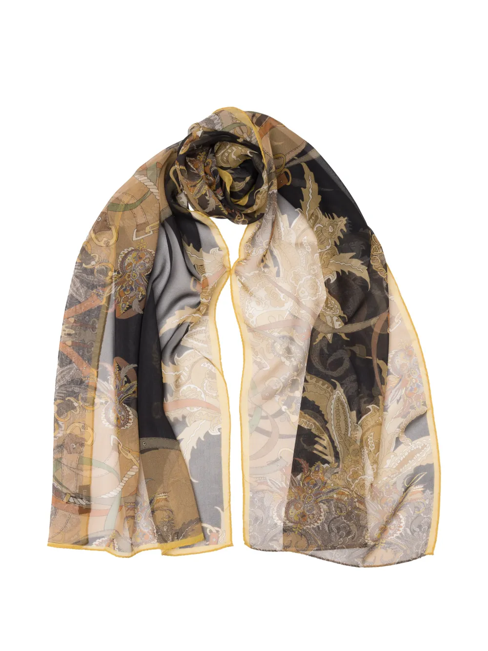 Elizabetta Alessandra equestrian-print silk scarf - Nero
