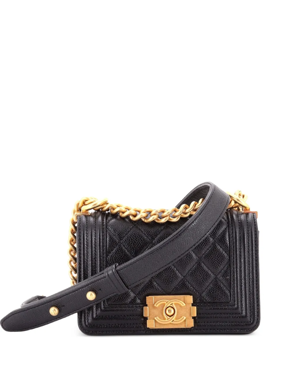 CHANEL Pre-Owned Boy Flap Bag Quilted Caviar Mini crossbody bag - Schwarz