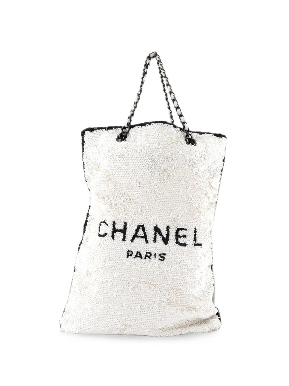 CHANEL Pre-Owned sac à main Shopping Chain Sequins à logo - Blanc