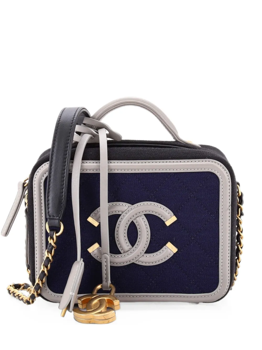 CHANEL Pre-Owned Filigree Vanity Case Quilted Jersey Small shoulder bag - Nero