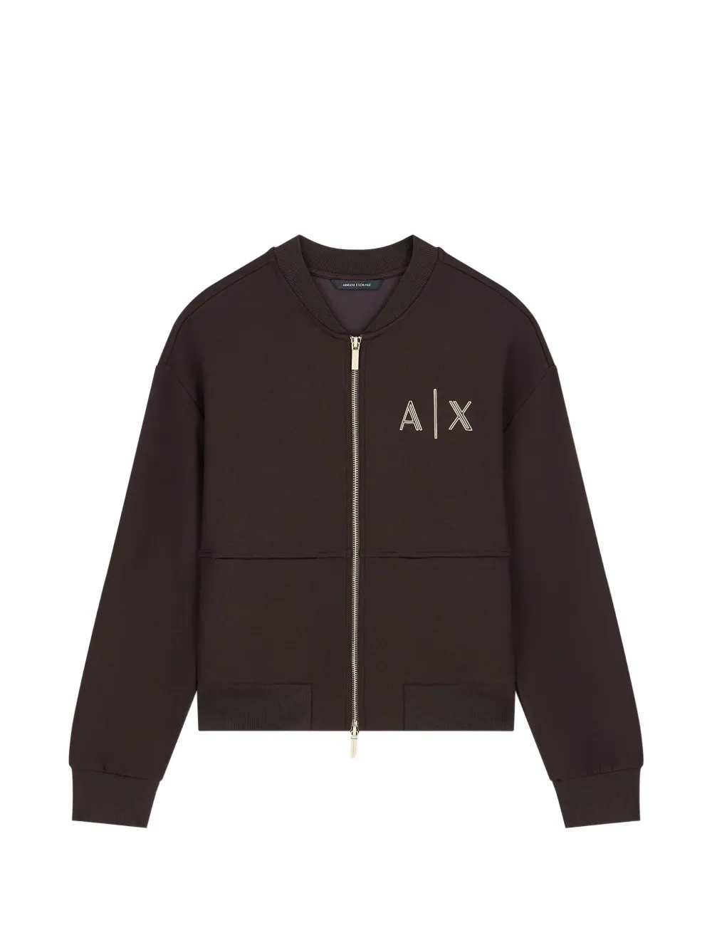 Armani Exchange logo-plaque zip-up jacket - Marrone