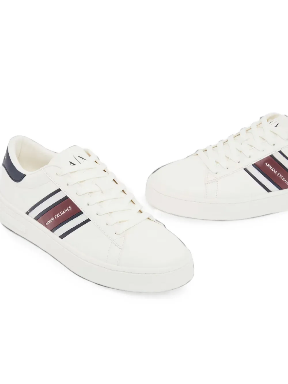 Armani Exchange logo-print striped sneakers Wit