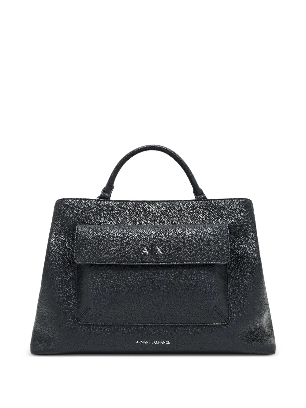 Armani Exchange logo-plaque pebbled tote bag - Nero