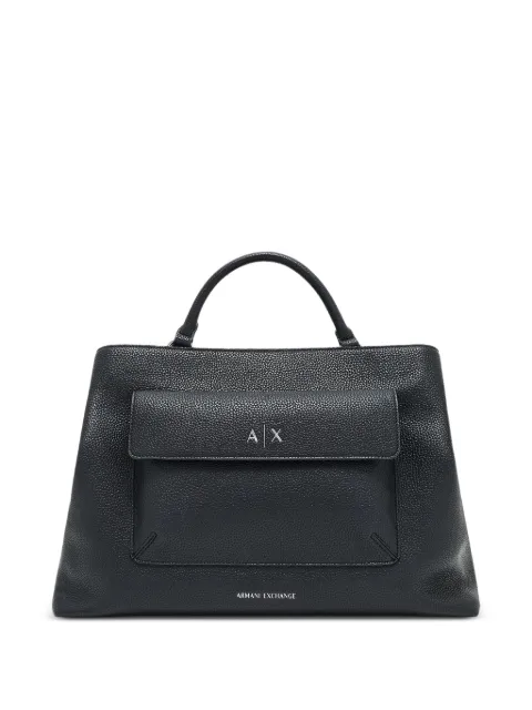 Armani Exchange logo-plaque pebbled tote bag