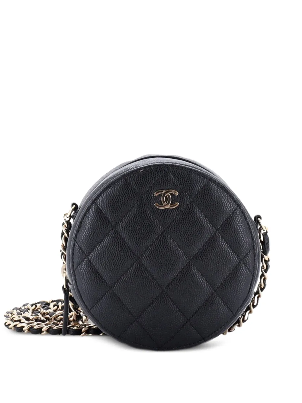 CHANEL Pre-Owned Round Clutch with Chain Quilted Caviar Mini crossbody bag - Schwarz