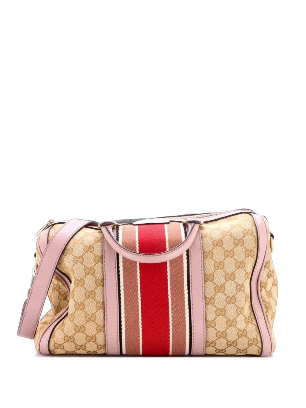 Gucci Pre-Owned Vintage Web Boston Bag GG Canvas Medium satchel - Rosa