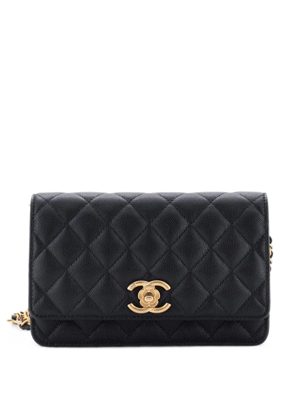 CHANEL Pre-Owned CC Camellia Charms Wallet on Chain Quilted Caviar shoulder bag - Nero