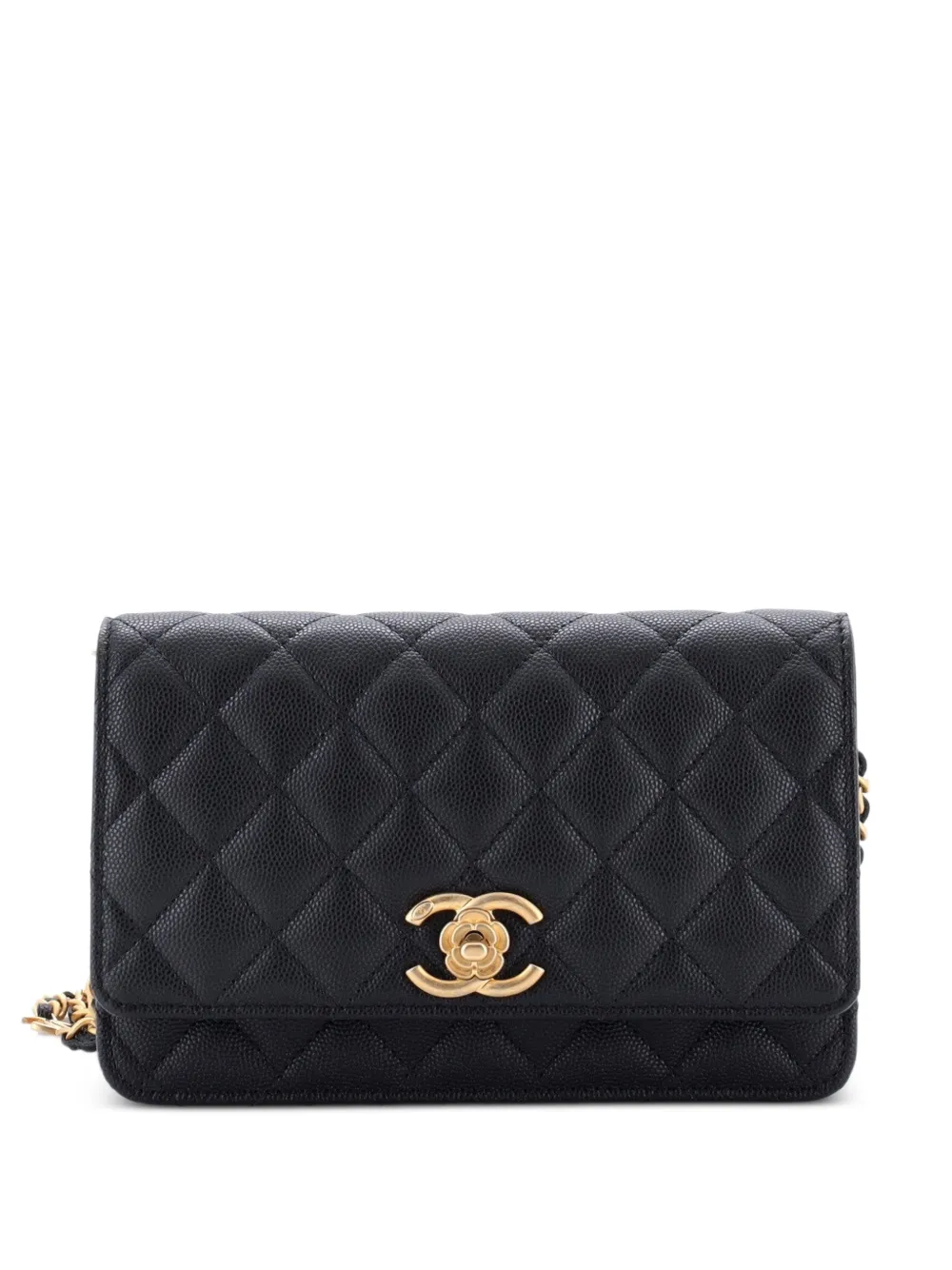 CHANEL Pre-Owned CC Camellia Charms Wallet on Chain Quilted Caviar shoulder bag - Black