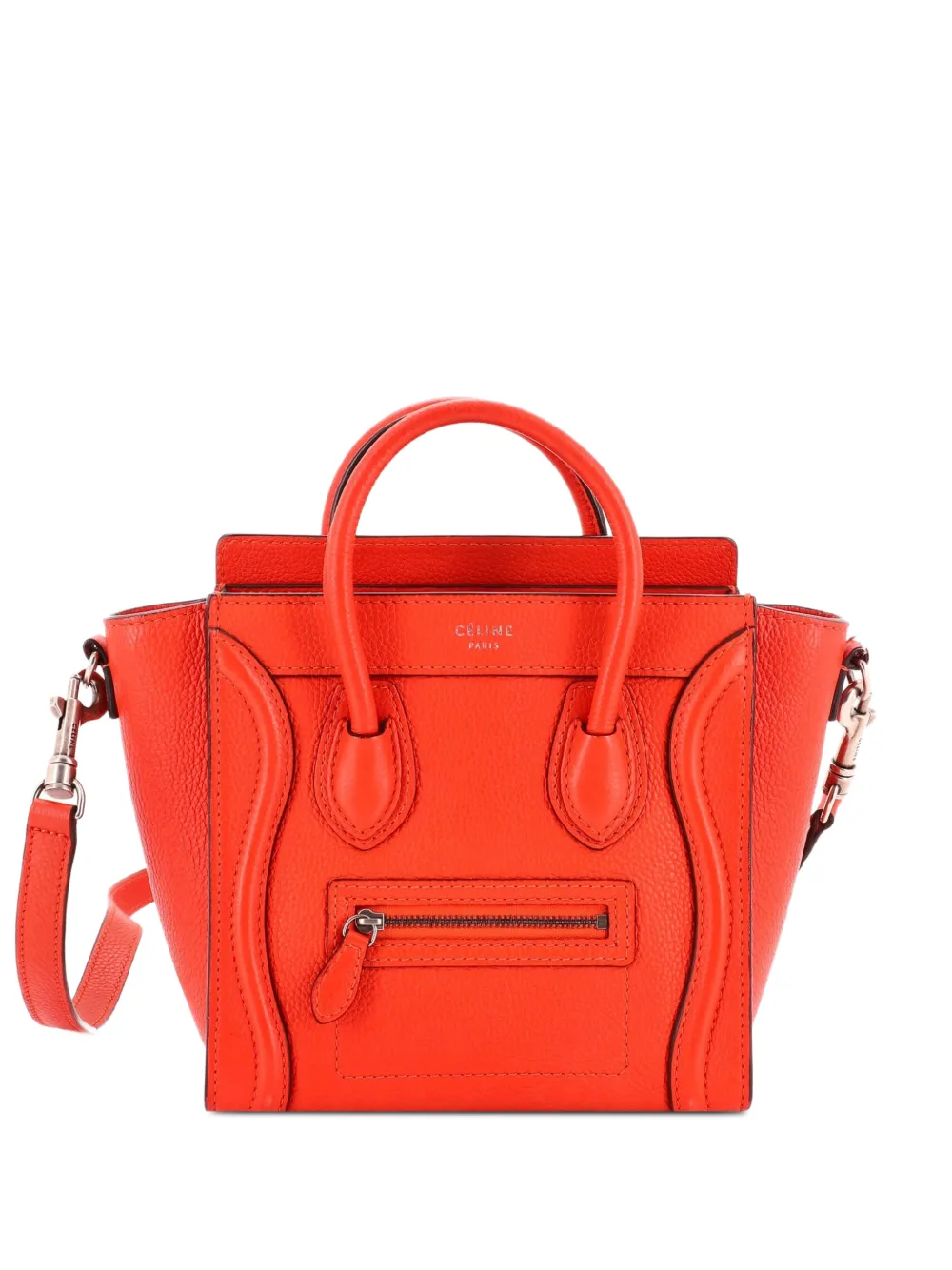 Celine Pre-Owned Luggage Bag Grainy Leather Nano crossbody bag - Orange