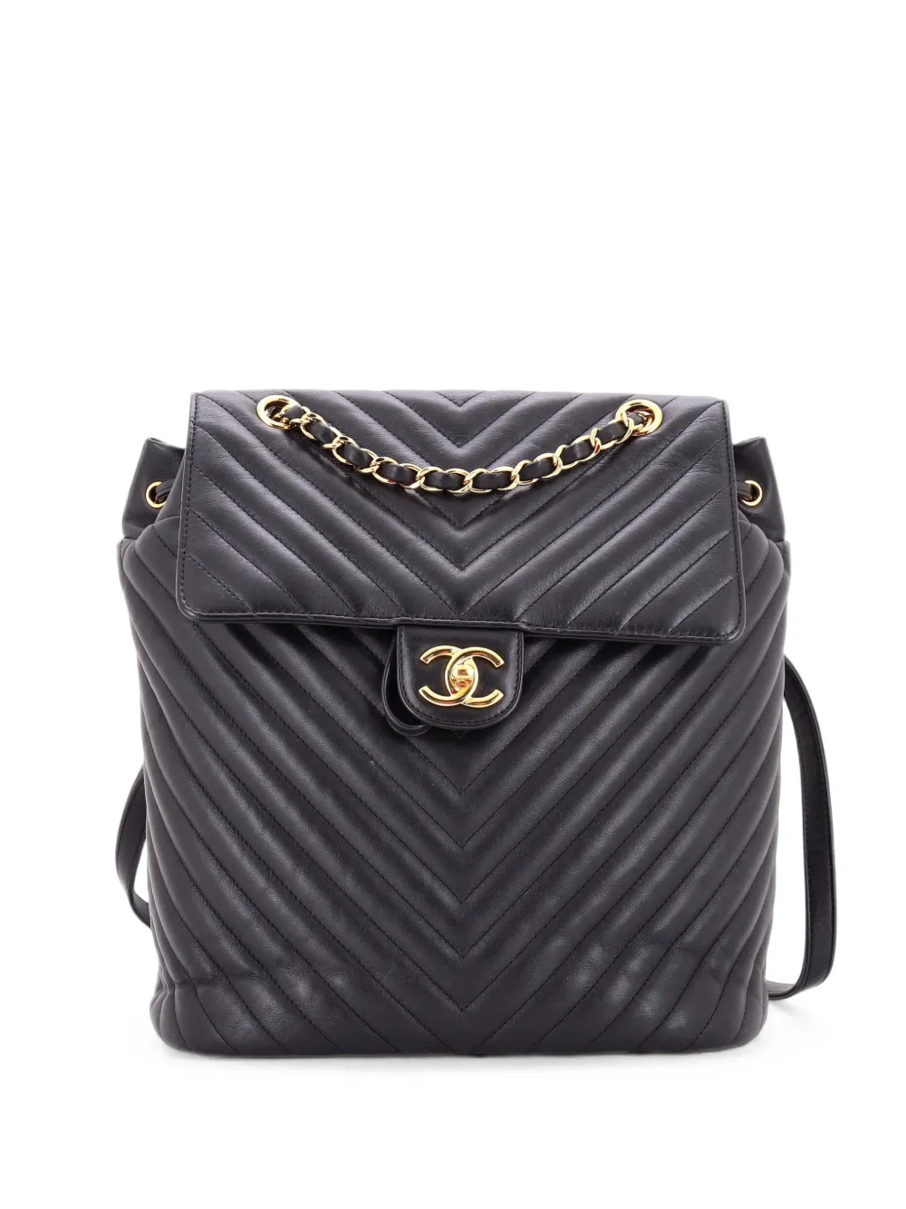 CHANEL Pre-Owned Urban Spirit Chevron Leather Large backpack - Nero