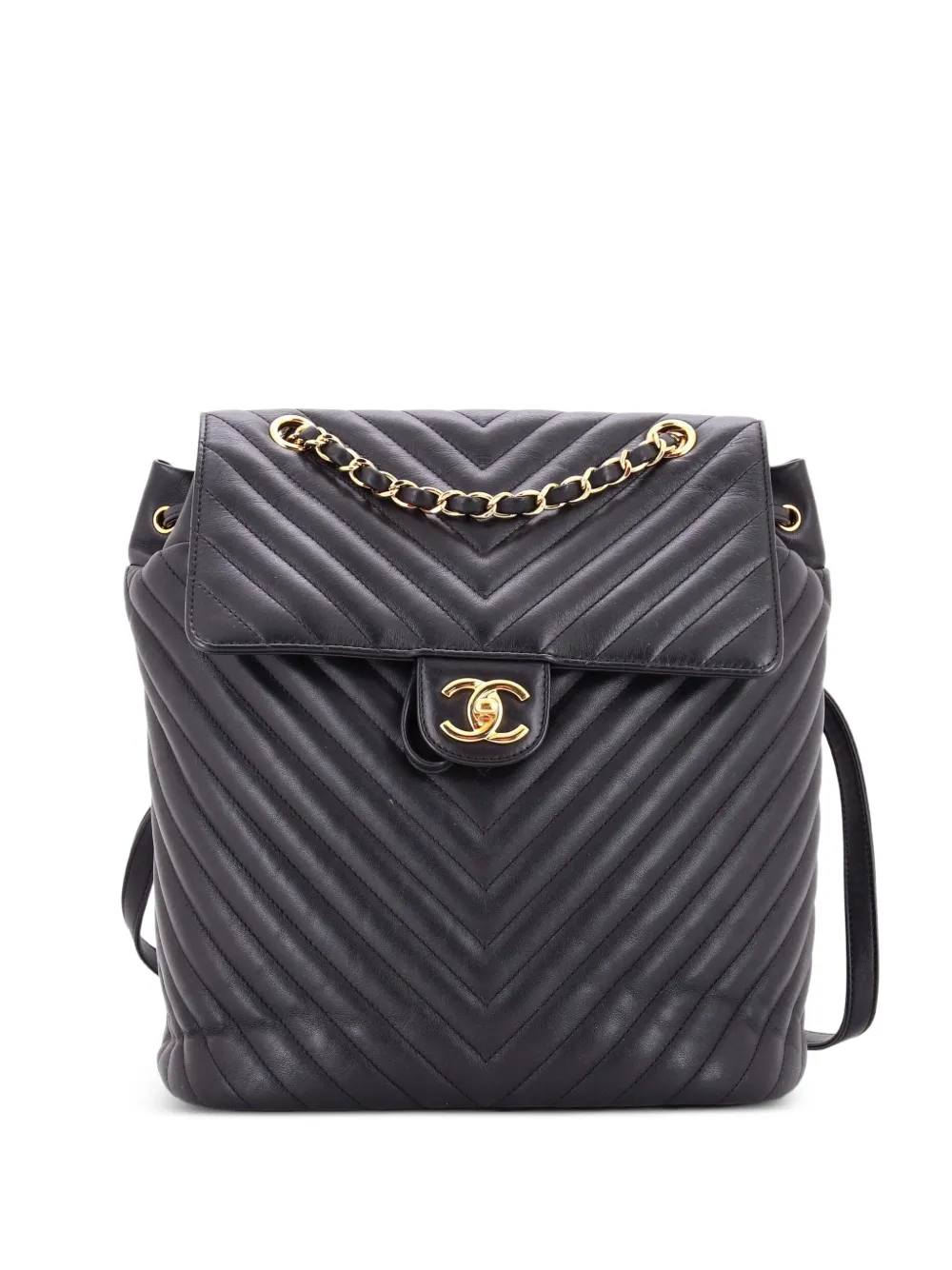 CHANEL Pre-Owned Urban Spirit Chevron Leather Large backpack - Black