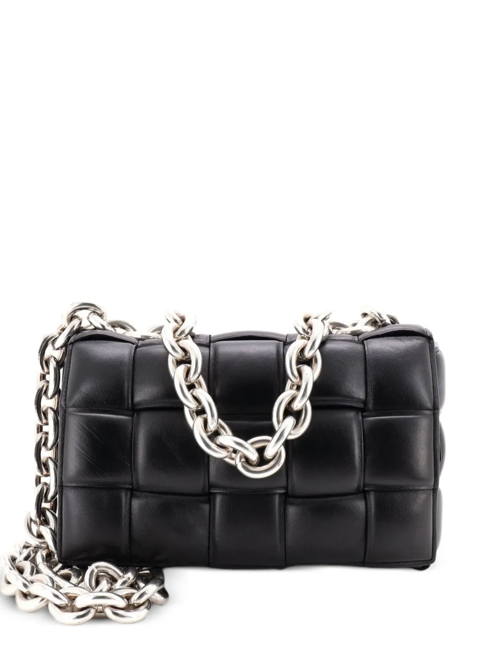 Bottega Veneta Pre-Owned Cassette Chain Padded Maxi Intrecciato Leather crossbody bag - Black