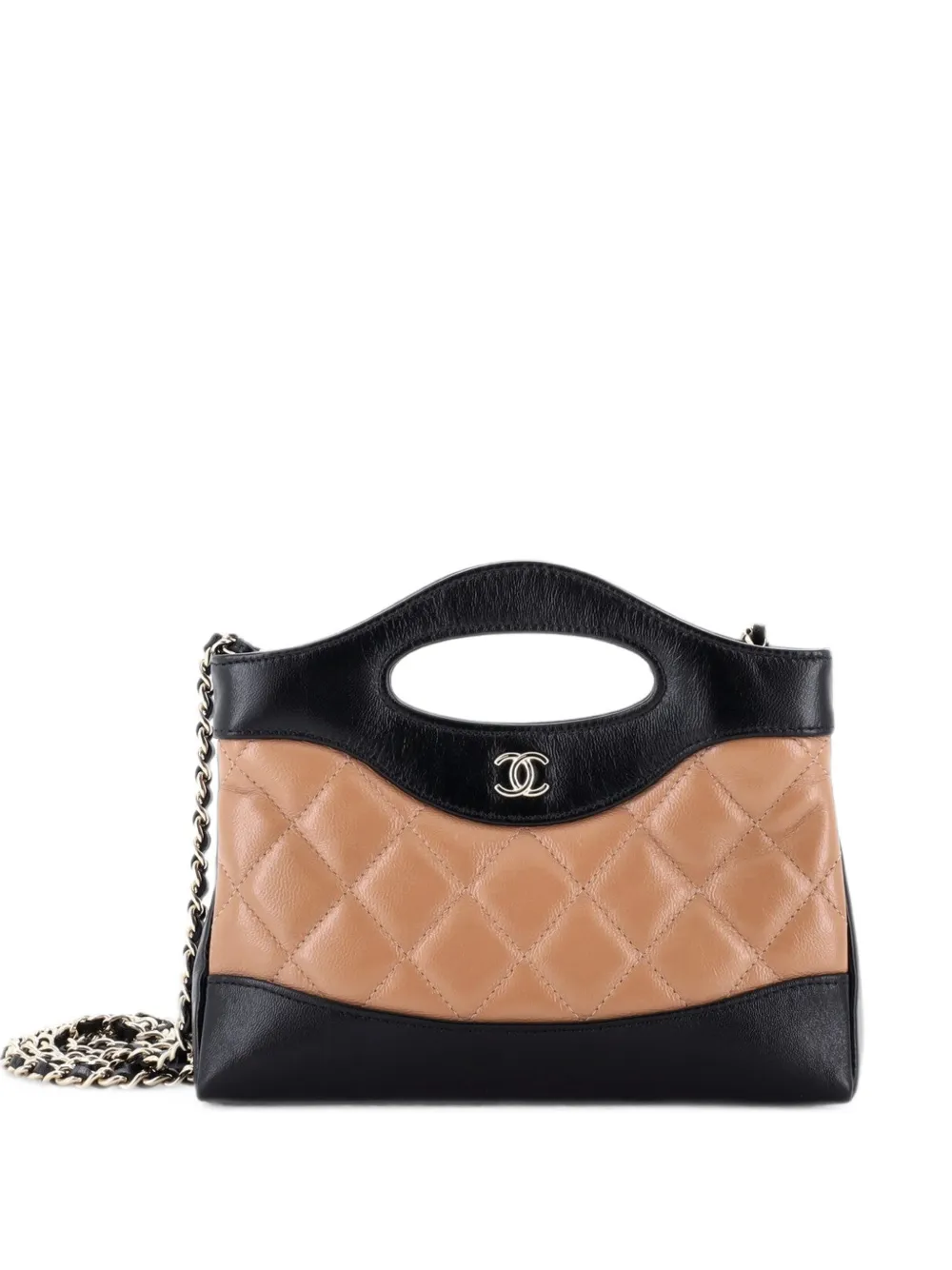 CHANEL Pre-Owned 31 Shopping Bag Clutch with Chain Quilted Shiny Crumpled Calfskin Small crossbody bag - Nero
