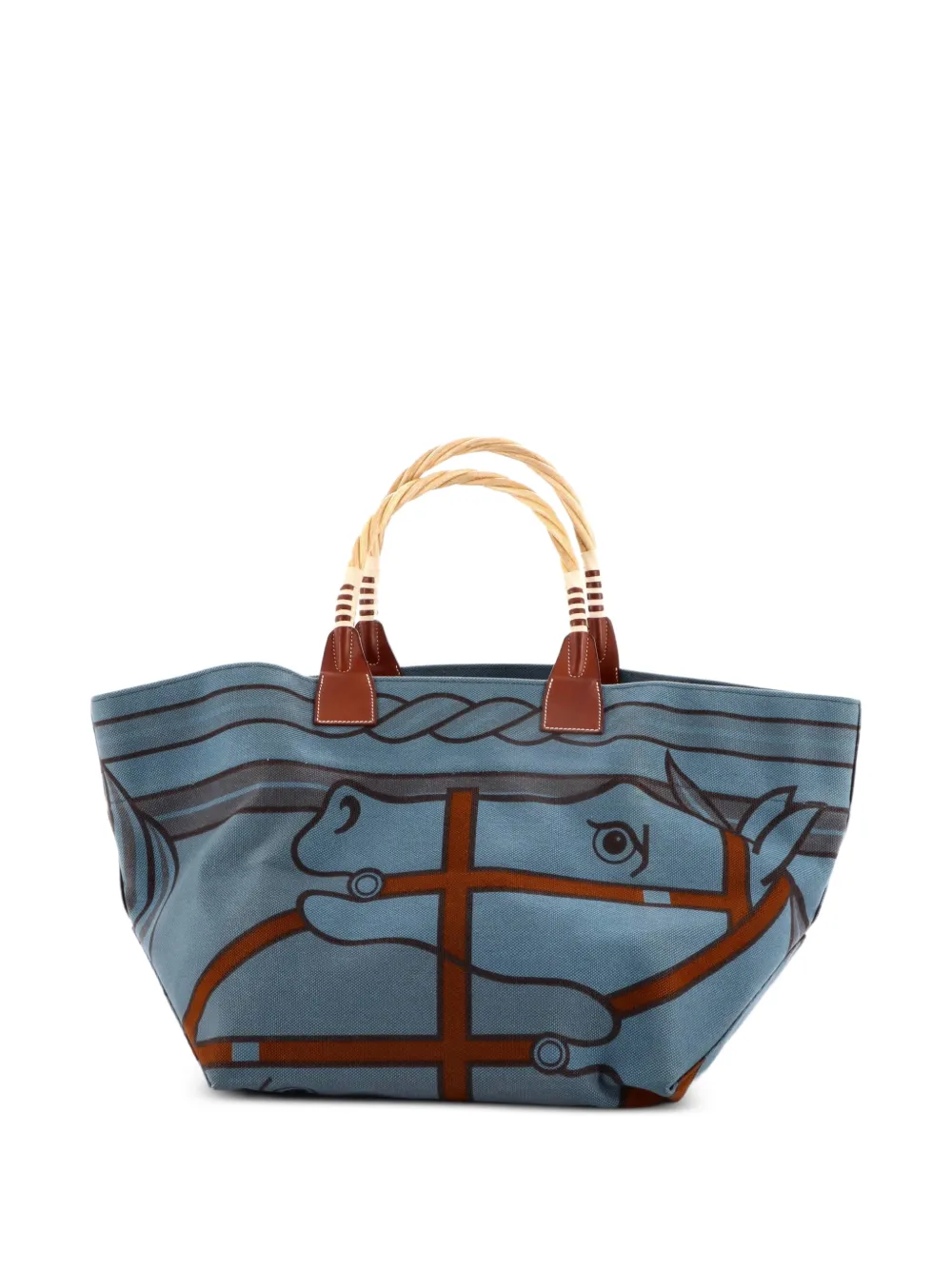 Hermès Pre-Owned Sac Steeple Tote Printed Toile with Wood satchel - Blau