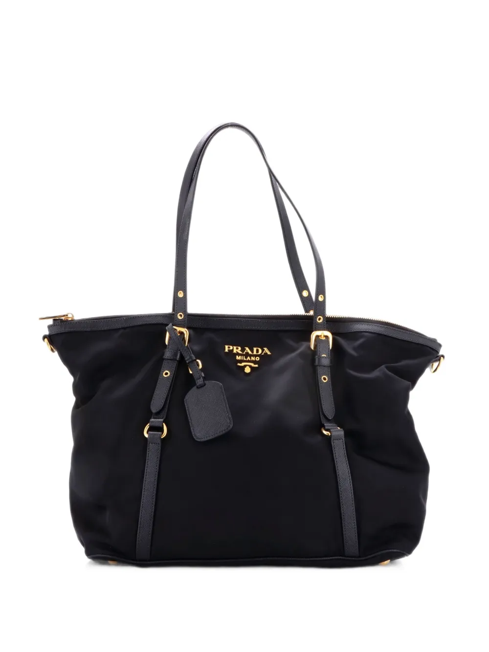 Prada Pre-Owned Convertible Belted Tessuto Large tote bag - Noir
