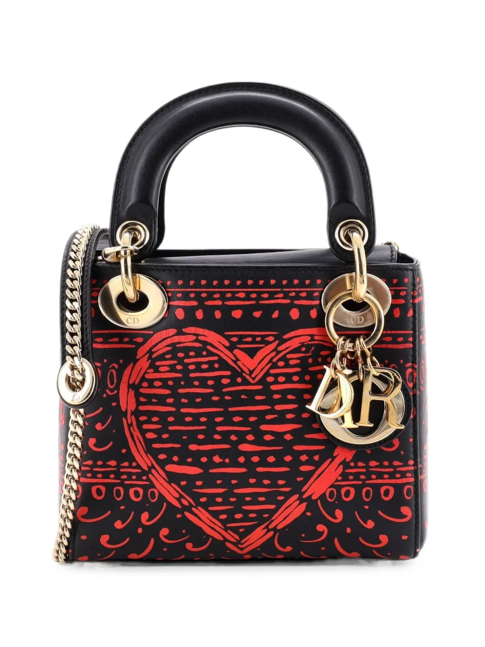Christian Dior Pre-Owned Lady Dior Bag Printed Leather Mini tote bag - Nero