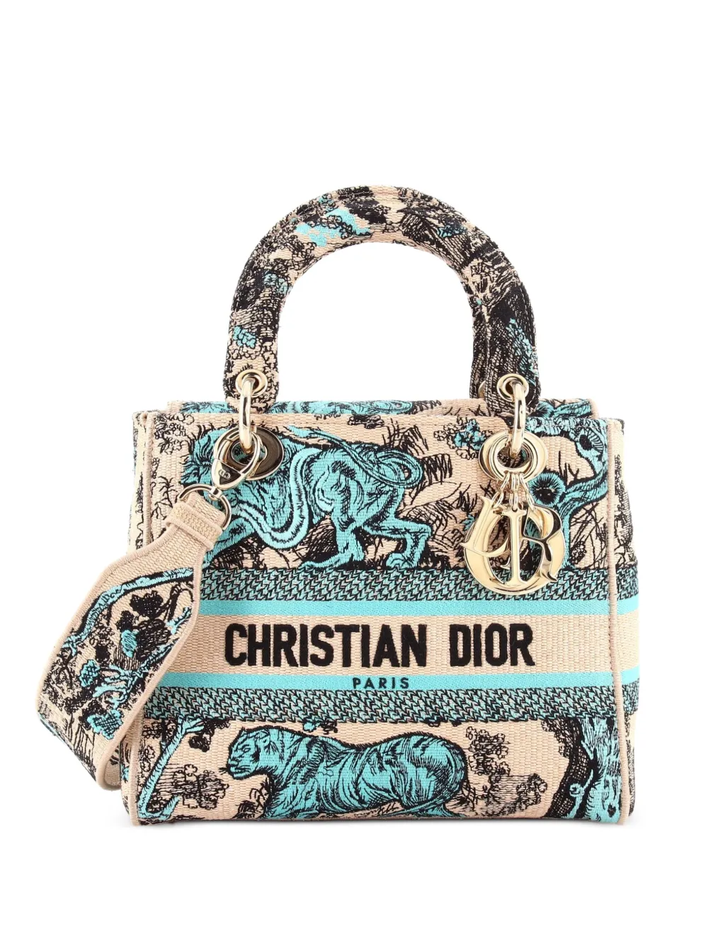 Christian Dior Pre-Owned Lady D-Lite Bag Embroidered Canvas Medium satchel - Blau