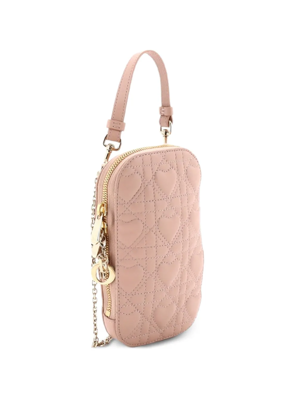 Christian Dior Pre-Owned Dioramour Lady Dior Phone Holder on Chain Cannage Quilt Lambskin crossbody bag - Rosa