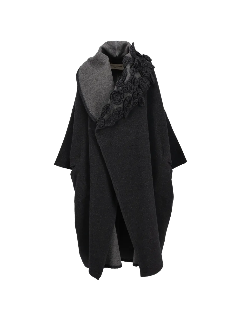 Dolce & Gabbana Pre-Owned floral-appliqué shawl-lapel coat - Nero