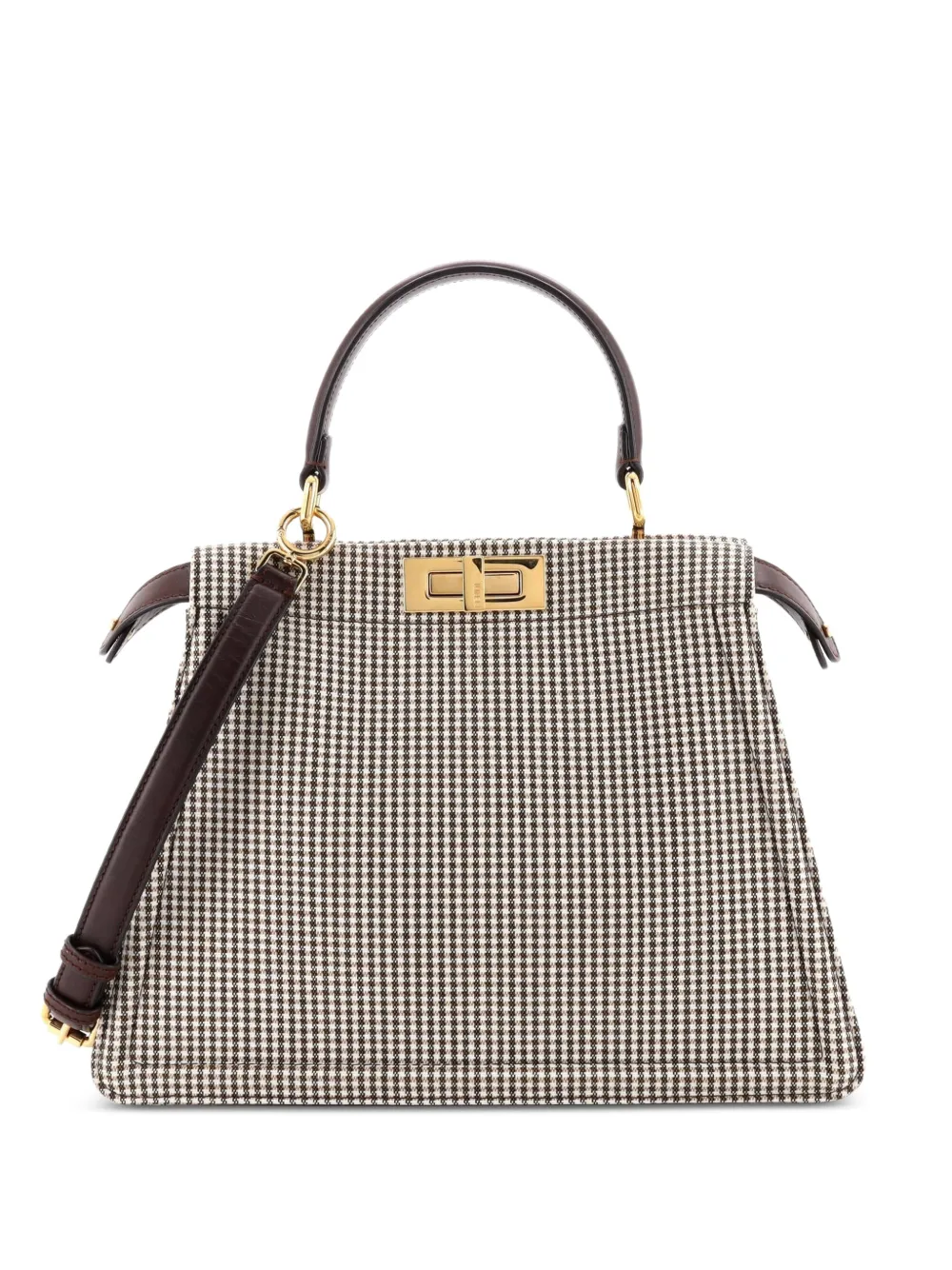 Fendi Pre-Owned Peekaboo ISeeU Bag Houndstooth Wool Medium satchel - Braun