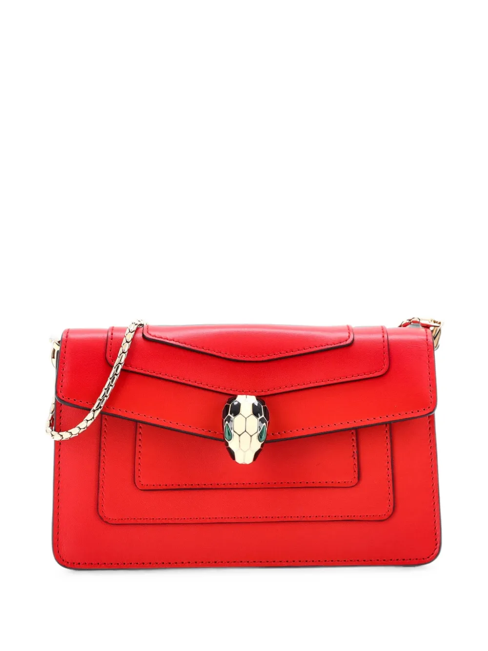 Bvlgari Pre-Owned mini pochette Serpenti Forever Chain en cuir - Rouge