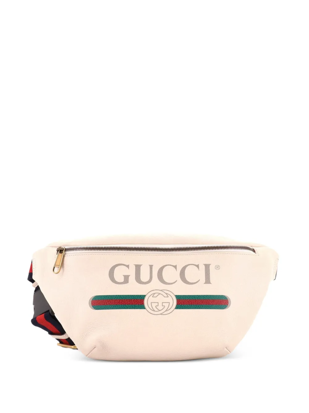 Gucci Pre-Owned Logo Printed Leather Medium belt bag - Bianco